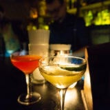 cocktails at a dark bar