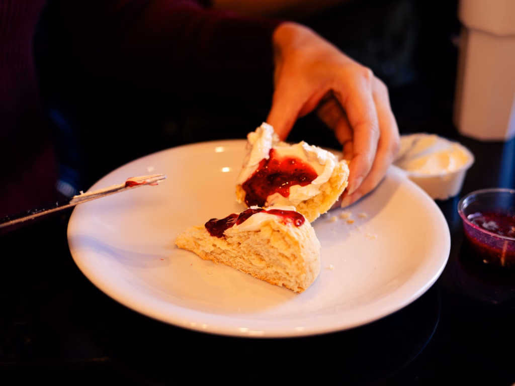 Scones with cream and jam