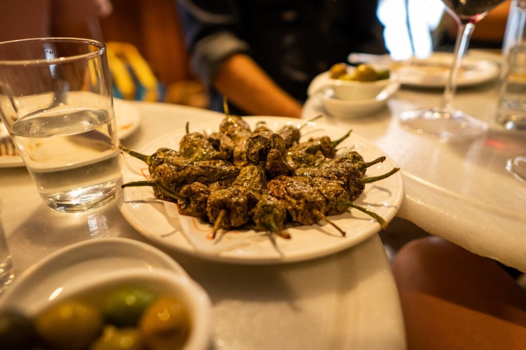 Close up of padron peppers